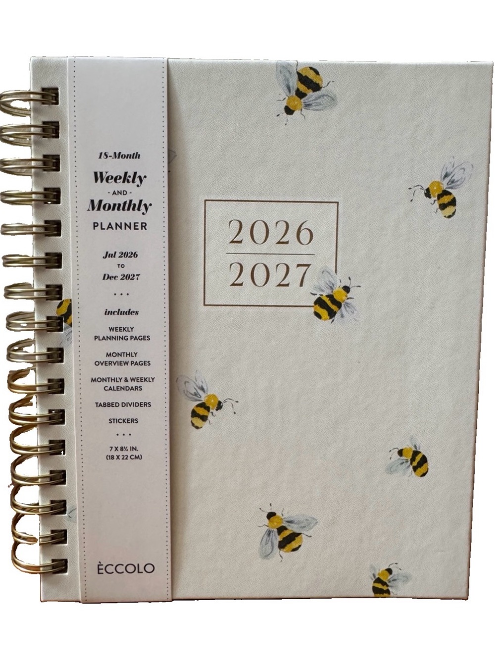 Eccolo Planner 2026- 2027 18-Month Weekly & Monthly Planner Hard Cover 8x7.5”